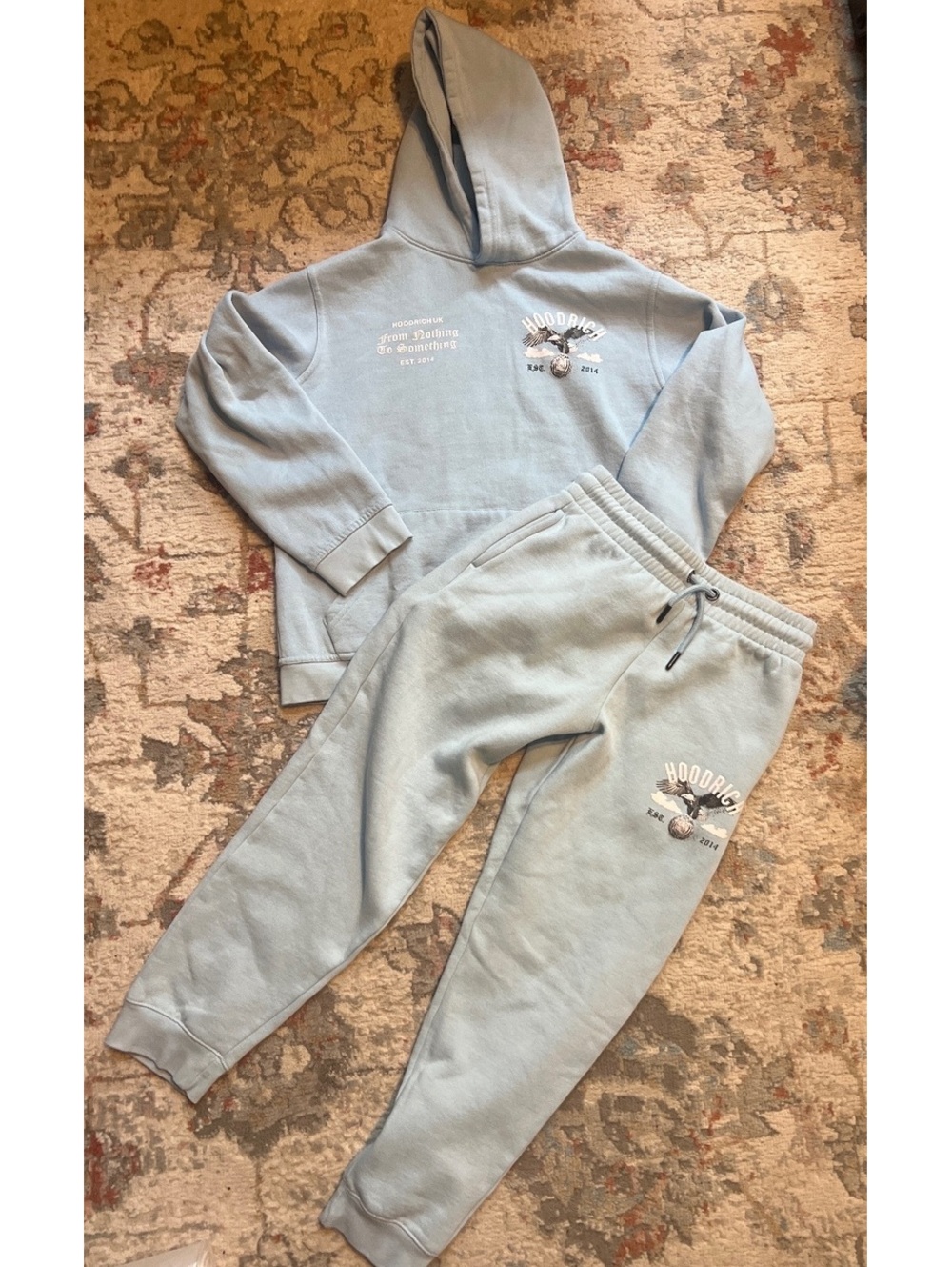 Hoodrich Youth Tracksuit Set Light Blue Hoodie & Joggers Size L (12-13 Years)